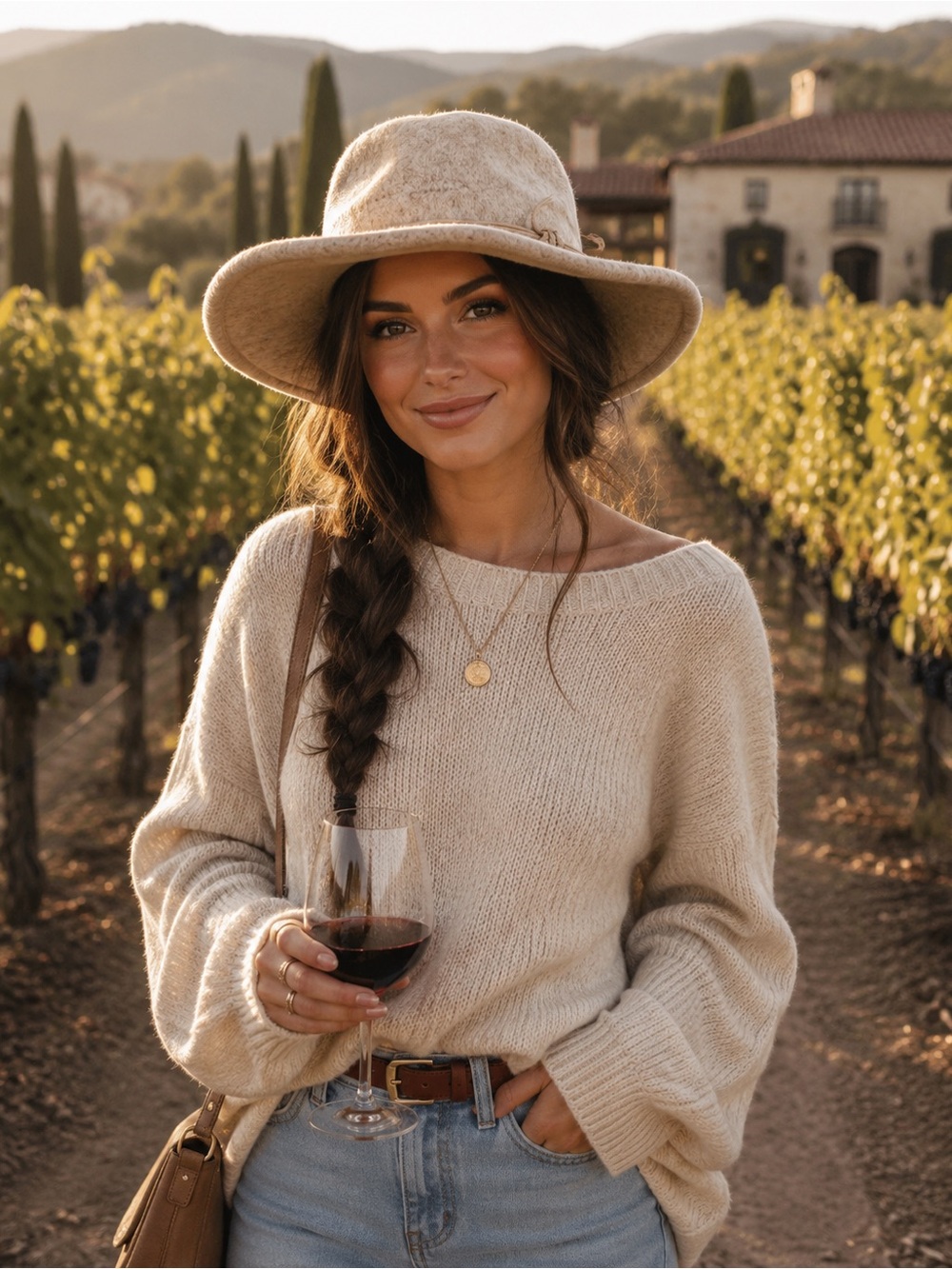 San Diego Hat Company Cream Wide-Brim Wool Blend